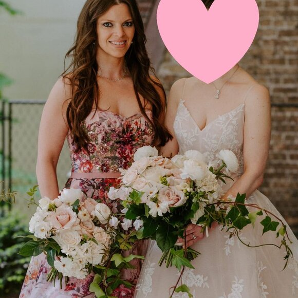 STUNNING Marchesa Notte Pink Floral Print Organza High-Low Gown Size 8 - Picture 5 of 10